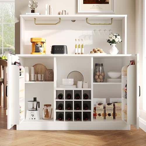 Trdlpyn Modernes Sideboard Buffetschrank 120 x 40 x 120 cm, Küchenschrank mit Verstellbaren Ablagen, Weinglasregal, Mehrschichtiger Stauraum, Esszimmerschrank Küchenbuffet von Trdlpyn