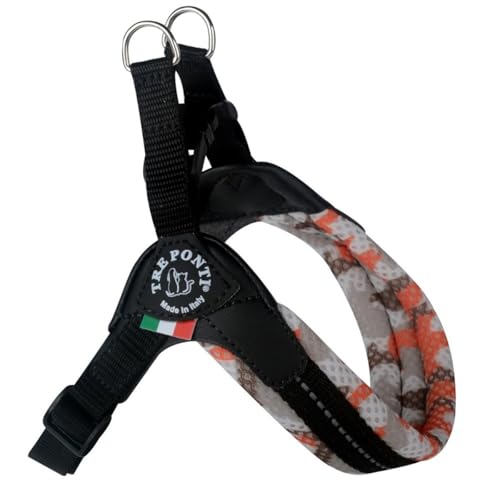 Tre Ponti Geschirr Easy Fit Soft Mesh Verstellbarer Bauchgurt, Farbe:Camouflage orange, Größe:Gr.1.5/30-40 cm/bis 4 kg von Tre Ponti