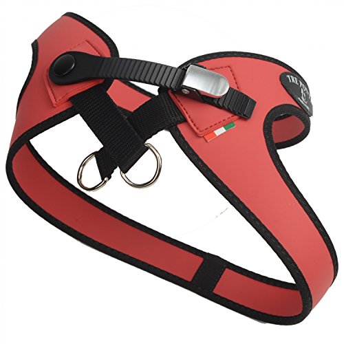 TRE Ponti Geschirr Easy Fit Micro Trim mit Schwarzem Rand Rot 52-61 cm bis ca. 14 kg von Tre Ponti