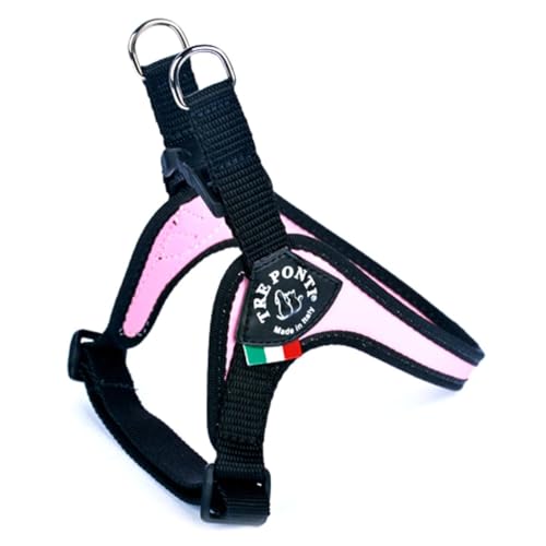 Tre Ponti Geschirr Easy Fit Classic with adj. Belly mit schwarzen Rand rosa 25 - 29 cm bis ca. 3 kg von Tre Ponti