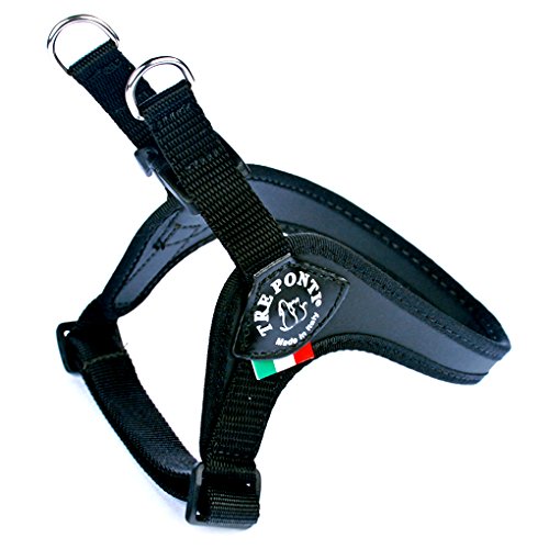 Tre Ponti Geschirr Easy Fit Classic with adj. Belly mit schwarzen Rand schwarz 33 - 37 cm bis ca. 5 kg von Tre Ponti