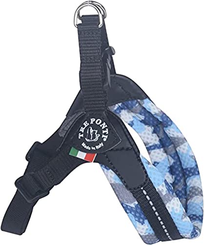 Tre Ponti Geschirr Easy Fit Soft Mesh Verstellbarer Bauchgurt, Farbe:Camouflage blau, Größe:Gr.2/35-49 cm/bis 5 kg von Tre Ponti