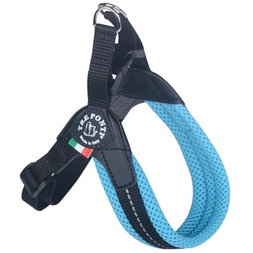 Tre Ponti Geschirr Easy Fit Soft Mesh Verstellbarer Bauchgurt, Farbe:hellblau, Größe:Gr.1.5/30-40 cm/bis 4 kg von Tre Ponti