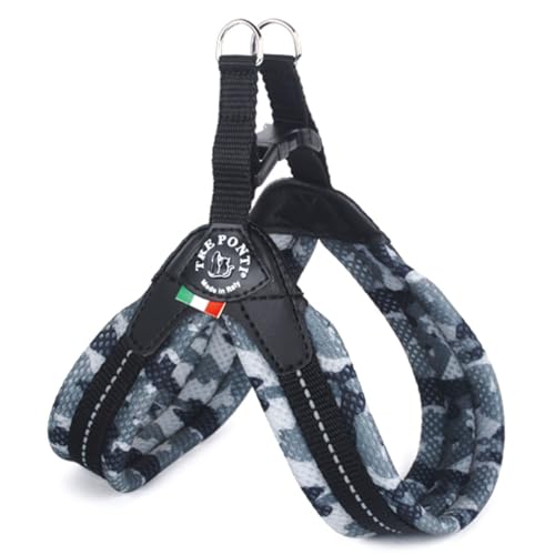 Tre Ponti Geschirr Easy Fit Soft Mesh mit Click Verschluss in div. Farben und Größen, Farbe:Camouflage grau, Größe:Gr 1. / 24-29cm / bis 3kg von Tre Ponti