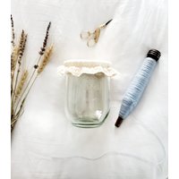 Glasabdeckung Für Sauerteig Starter Oder Kombucha Scoby/Musselin Stoff & Spitze Bonnet Weck Glas Einmachglas Weithalstuch von TreadlesAndThreads