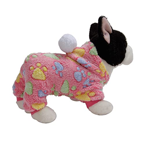 Treadyouth Hundemantel mit Beinen Flanellkleidung für Hunde, Haustier, Herbst, mit Kapuze, Winter, Katzen- und Haustierkleidung Hundepullover Kleine Hunde (Hot Pink, S) von Treadyouth