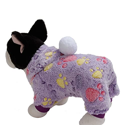 Treadyouth Hundemantel mit Beinen Flanellkleidung für Hunde, Haustier, Herbst, mit Kapuze, Winter, Katzen- und Haustierkleidung Hundepullover Kleine Hunde (Purple, S) von Treadyouth