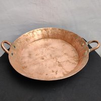 Antike Knappe Handgemachte Kupfer Kochen Flache Bratpfanne | Antikes Hand Gehämmert Flach Kadai Tavi Koch Utensil von TreasureArtefacts