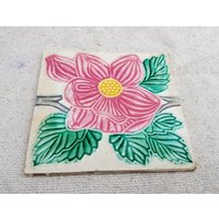 Vintage Seltene Geprägte Blumen-Design-Architektur-Fliese | Florale Dekorative Fliese Keramikfliese |Floral Collectible Embossed Ct97 von TreasureArtefacts