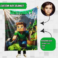Benutzerdefinierte Pixel-Charakter-Decke Benutzerdefinierter Name Kinderdecke Bausteinfiguren Personalisierte Namensdecke Jungen-Geburtstagsgeschenk von TreasureFunStore