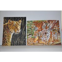 2 X Tiger Vintage Farbe Nach Zahl Bild Wandbehang von TreasureTimeCapsule