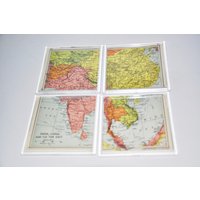 Acryl Coaster Set Gemacht Mit Vintage-Atlas-Karten Von China, Indien von TreasureTimeCapsule
