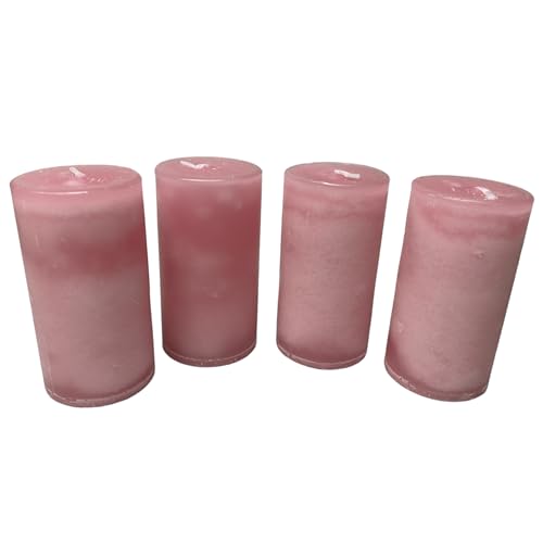 Treasured Memory 4X Stumpenkerzen Altrosa 9x5cm Kerzendeko Kerze Tischdeko Kommunion Konfirmation Taufe Hochzeit Terrasse Garten Pink Rosa Antik von Treasured Memory