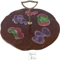 Vintage Französisch Keramik Sarreguemine Käseplatte Kuchen Obst Tablett Servierplatte Küche Dekor Wohnkultur Esszimmer Frankreich Circa 1970Er Jahre von TreasuresOfFrance