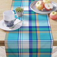 Blau, Orange, Karo, Bestseller, Wohndeko, Tischdecke, Blaue Tischdekoration, Rustikaler Look, Bauernhaus Dekor, Geschenke Für Zuhause, Tischläufer von TreasuresbyKroog