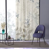 Marineblau, Taupe, Florale Blätter, Blumen, Vorhänge, Bestseller, Modernes Bauernhaus, Toll Aussehend, Glanz, Wohndekor, Fenstervorhänge von TreasuresbyKroog