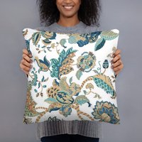 Paisley Muster, Dekokissen, Akzentkissen, Blau, Teal, Beige, Wohndeko, Geschenke Für Zuhause, Wohnakzente, Bestseller, Trendy Kissen von TreasuresbyKroog