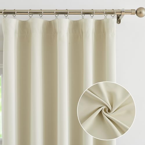 Treatmentex 2er-Set Blickdichte Vorhänge mit Kräuselband Thermogardine Kälteschutz Verdunklungsvorhang Beige Gardinen Wämreisolierend für Schlafzimmer Wohnzimmer, 175x140cm (HxB) von Treatmentex