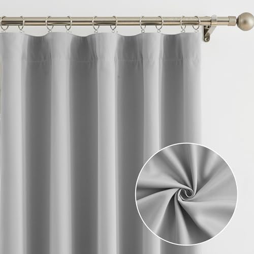 Treatmentex 2er-Set Blickdichte Vorhänge mit Kräuselband Thermogardine Kälteschutz Verdunklungsvorhang Grau Gardinen Wämreisolierend für Schlafzimmer Wohnzimmer, 175x140cm (HxB) von Treatmentex