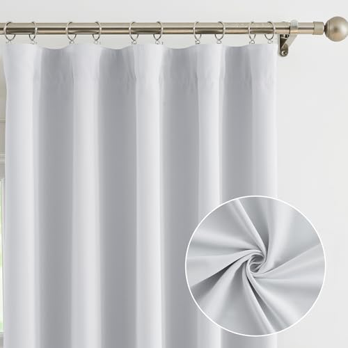 Treatmentex 2er-Set Blickdichte Vorhänge mit Kräuselband Thermovorhang Kälteschutz Verdunkelung Gardinen für Schlafzimmer Wohnzimmer, gräuliches Weiß, 175x140cm (HxB) von Treatmentex