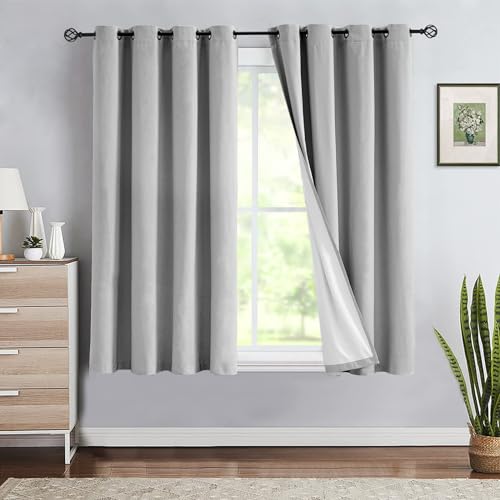 Treatmentex Blickdichte Vorhänge Thermogardine mit Ösen Verdunkelungsvorhang Grau Wärmeisolierende Gardinen für Wohnzimmer Schlafzimmer, 140 x 180 cm(B x H), 2er Set von Treatmentex