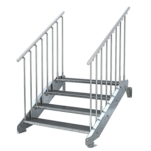 Trebado Außentreppe, 4 Stufen ST2, Breite 120cm, Geländer beidseitig von Trebado