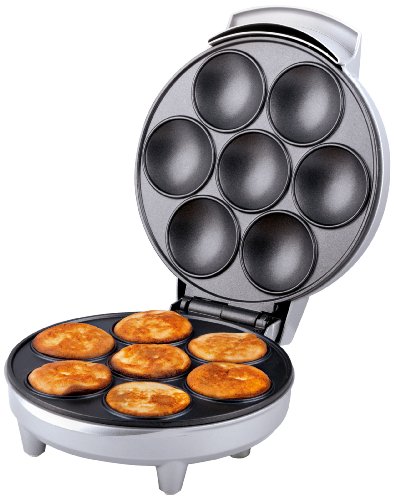 Trebs 99260 Poffertjes-Automat - Mini Pfannkuchen - Waffelautomat - antihaftbeschichtet - 700 Watt - Silber von Trebs