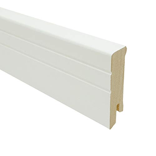 Sockelleiste NEO 16 x 60 mm weiß | Profil: NEO 2.0 mit Design Muster | TRECOR® Fußleiste Sockelleiste weiß ✓ Kabelkanal ✓ MDF Trägermaterial (Sockelleiste 250 cm | 1 Stück, 60 mm) von Trecor