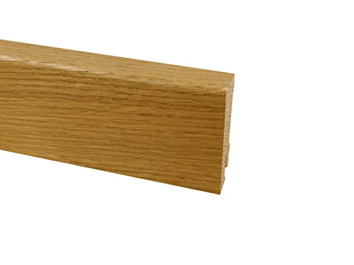 TRECOR® Holz Sockelleiste für 3 Schicht Parkett Eiche Landhausdiele, Höhe: 58 mm | Tiefe 16 mm | Länge: 2400 mm (Sockelleiste | 240 cm, Eiche farblos geölt) von Trecor
