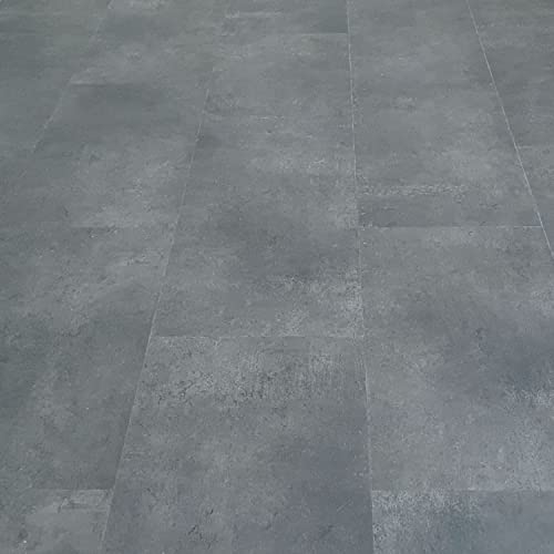 TRECOR® Vinylboden Klick RIGID 4.2 Massivdiele - 4,2 m stark mit 0,30 mm Nutzschicht - Sie kaufen 1 m² - WASSERFEST (Vinylboden | 1m ², Stone Dark) von Trecor
