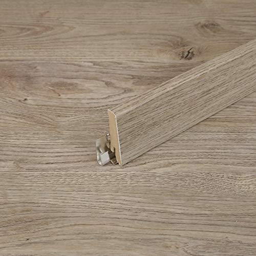 TRECOR® Klick Vinylboden RIGID 3.5 Massivdiele - 3,5 m stark mit 0,30 mm Nutzschicht - Sie kaufen 1 m² - WASSERFEST (Trend Oak Nature, Sockelleiste 1 Stück) von Trecor