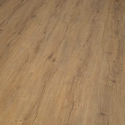 TRECOR Vinyl-/LVT Klick Vinyl-Designboden Massivdiele 6,5 mm stark mit 0,5 mm Nutzschicht inclusive Trittschall - WASSERFEST (30x20 cm Musterstück | Vinylboden, Eiche Premium Natur Dunkel) von Trecor