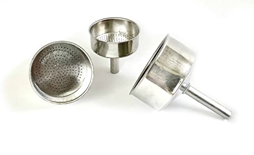Tredoni Aluminium-Trichter -Ersatz- Größe 2 Tassen Aluminium Espresso Kaffeemaschine Mokka Topf- 5,1cm (2 Tassen) von Tredoni