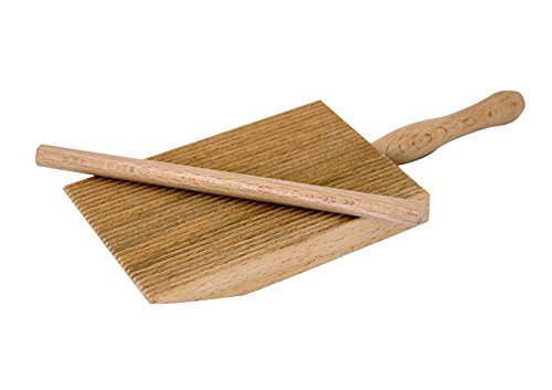 Tredoni Professionelles Gnocchi/Garganelli Holz-Paddel Schräg Grat Brett Pasta Hersteller + Stick, 9x12,5 cm von Tredoni