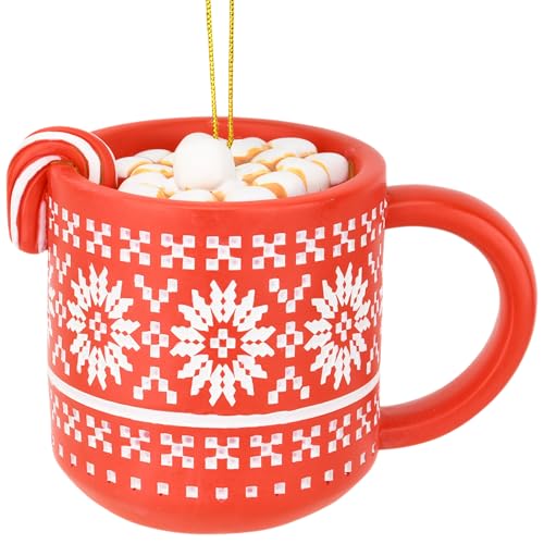 Tree Buddees Hot Cocoa Christmas Ornament - Rote Tasse mit Schneeflocke, Marshmallows & Zuckerstange - Süße Feiertags-Dekoration für heiße Schokolade Tree Buddees Hot Cocoa Christmas Ornament - Rote Tasse mit Schneeflocke, Marshmallows & Zuckerstange - Süße Feiertags-Dekoration für heiße Schokolade von Tree Buddees