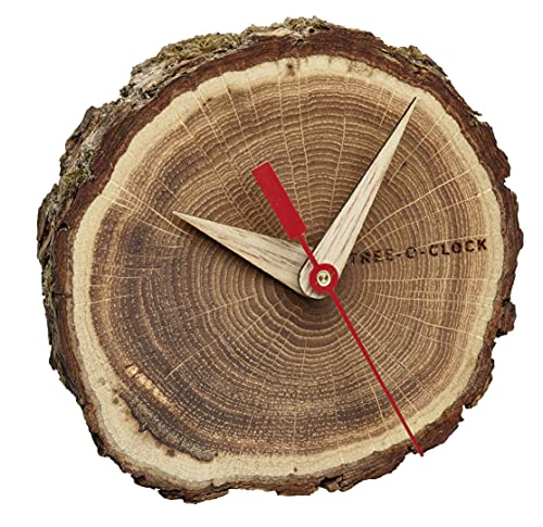 TFA Dostmann Analoge Tischuhr aus Eichenholz TREE-O-CLOCK, 60.1028.08, hochwertiges Uhrwerk, handgemacht, Unikat, natur, L 105 x B 54 x H 90 mm von TFA Dostmann