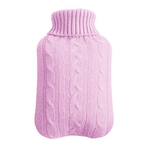 Tree Wärmflasche, 2000 ml, schützendes Zubehör, gestrickt, explosionssicher, warm, Winter, sicher, weich, abnehmbar, groß, waschbar, Wärmespeicherung (Pink) von Tree2018