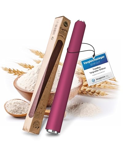 TreeBox Profi Teigrolle aus Silikon und Edelstahl - Das Moderne Nudelholz ohne Griffe - Fondant und Teig im Handumdrehen Ausrollen - Antihaftwirkung (Grape) von TreeBox