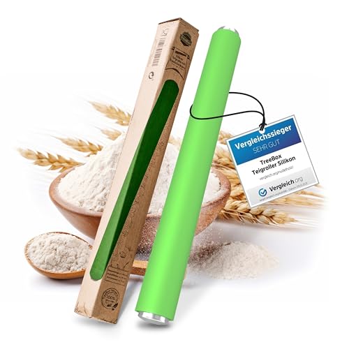 TreeBox Nudelholz - Teigroller aus Silikon und Edelstahl - Modernes Nudelholz ohne Griffe mit Antihaftwirkung, Fondant und Teig im Handumdrehen ausrollen, Backutensilien von TreeBox
