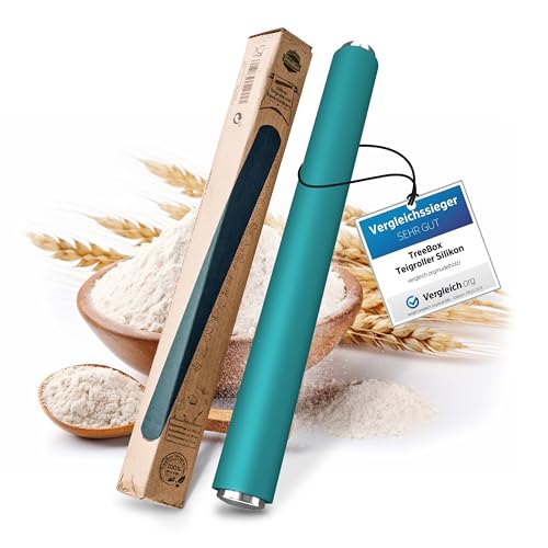 TreeBox Nudelholz - Teigroller aus Silikon und Edelstahl - Modernes Nudelholz ohne Griffe mit Antihaftwirkung, Fondant und Teig im Handumdrehen ausrollen, Backutensilien von TreeBox