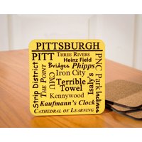 Pittsburgh-Wörter-Untersetzer - 4Er Set von TreeBudsDesigns