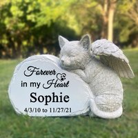 Personalisierte Katze Engel Haustier Erinnerung Grab Marker Tribut Statue-Haustier Grabstein Erinnerungsgarten Stein-Forever in My Hearts von TreeFaceSchool