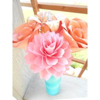 Pfirsich Und Rosa Papierblumen, Halbes Dutzend. Andere Farben Erhältlich. Herzstück, Hochzeit, Papierblumenstrauß von TreeTownPaper