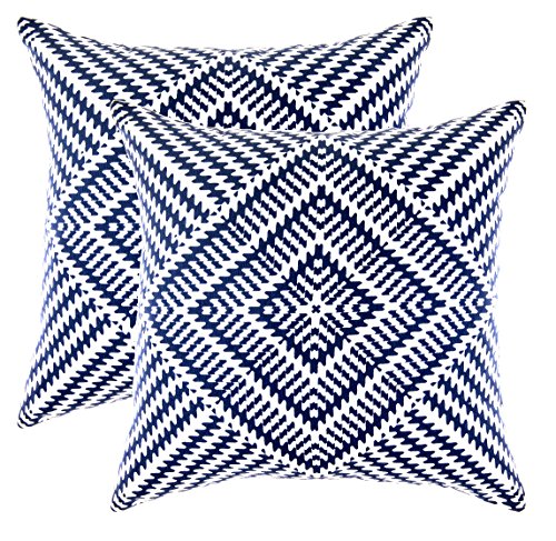 TreeWool Dekorativer Kissenbezug (55 x 55 cm, Marineblau) Kaleidoskop Design 100% Baumwolle (2er Pack) von TreeWool
