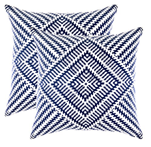 TreeWool Dekorativer Kissenbezug (60 x 60 cm, Marineblau) Kaleidoskop Design 100% Baumwolle (2er Pack) von TreeWool