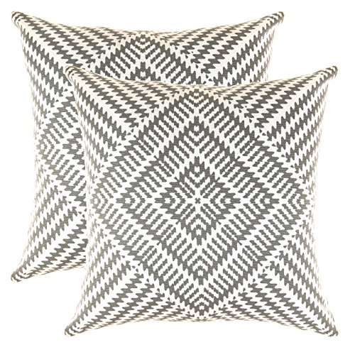 TreeWool Dekorativer Kissenbezug (40 x 40 cm, Graphit Grau) Kaleidoskop Design 100% Baumwolle (2er Pack) von TreeWool
