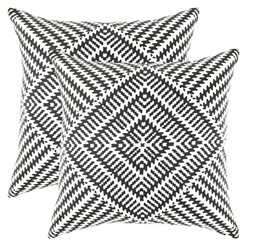 TreeWool Dekorativer Kissenbezug (40 x 40 cm, Schwarz) Kaleidoskop Design 100% Baumwolle (2er Pack) von TreeWool