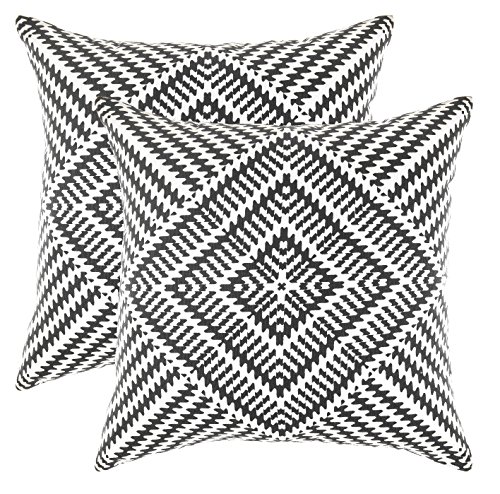 TreeWool Dekorativer Kissenbezug (50 x 50 cm, Schwarz) Kaleidoskop Design 100% Baumwolle (2er Pack) von TreeWool