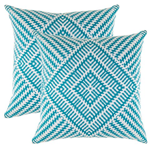 TreeWool Dekorativer Kissenbezug (55 x 55 cm, Türkis) Kaleidoskop Design 100% Baumwolle (2er Pack) von TreeWool