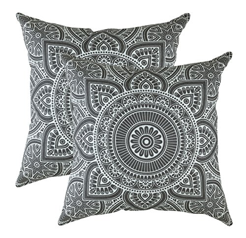 TreeWool Dekorativer Kissenbezug (45 x 45 cm, Graphit) Mandala Design 100% Baumwolle (2er Pack) von TreeWool